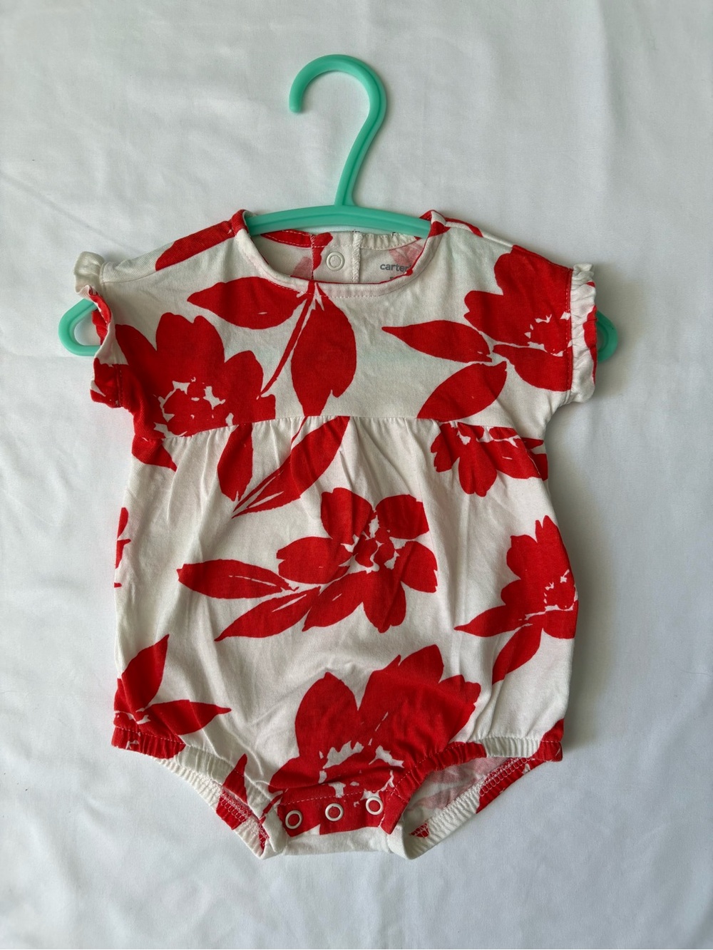 🌸 Baby Girl Carter's Red Floral Romper